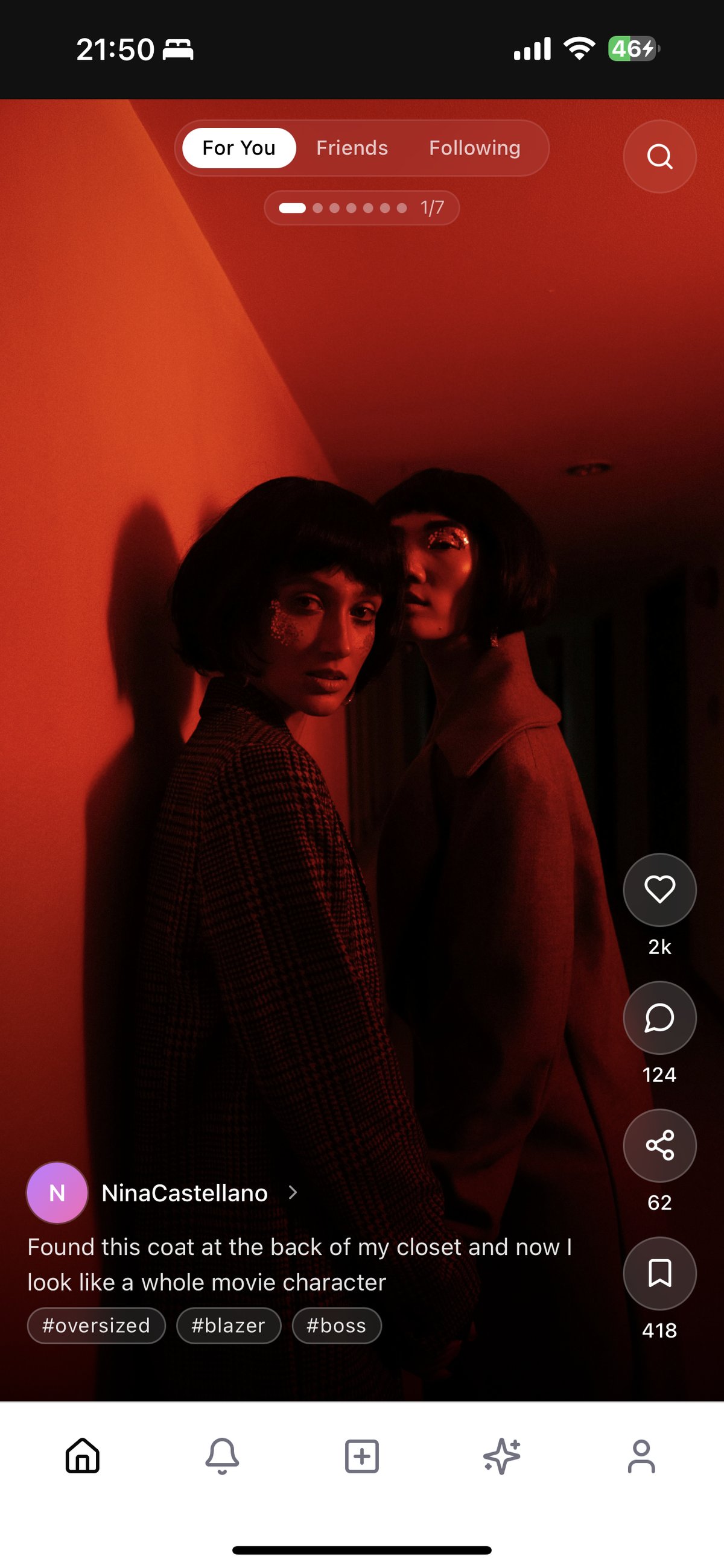 Personalized recommendations feed showing AI-curated outfit suggestions